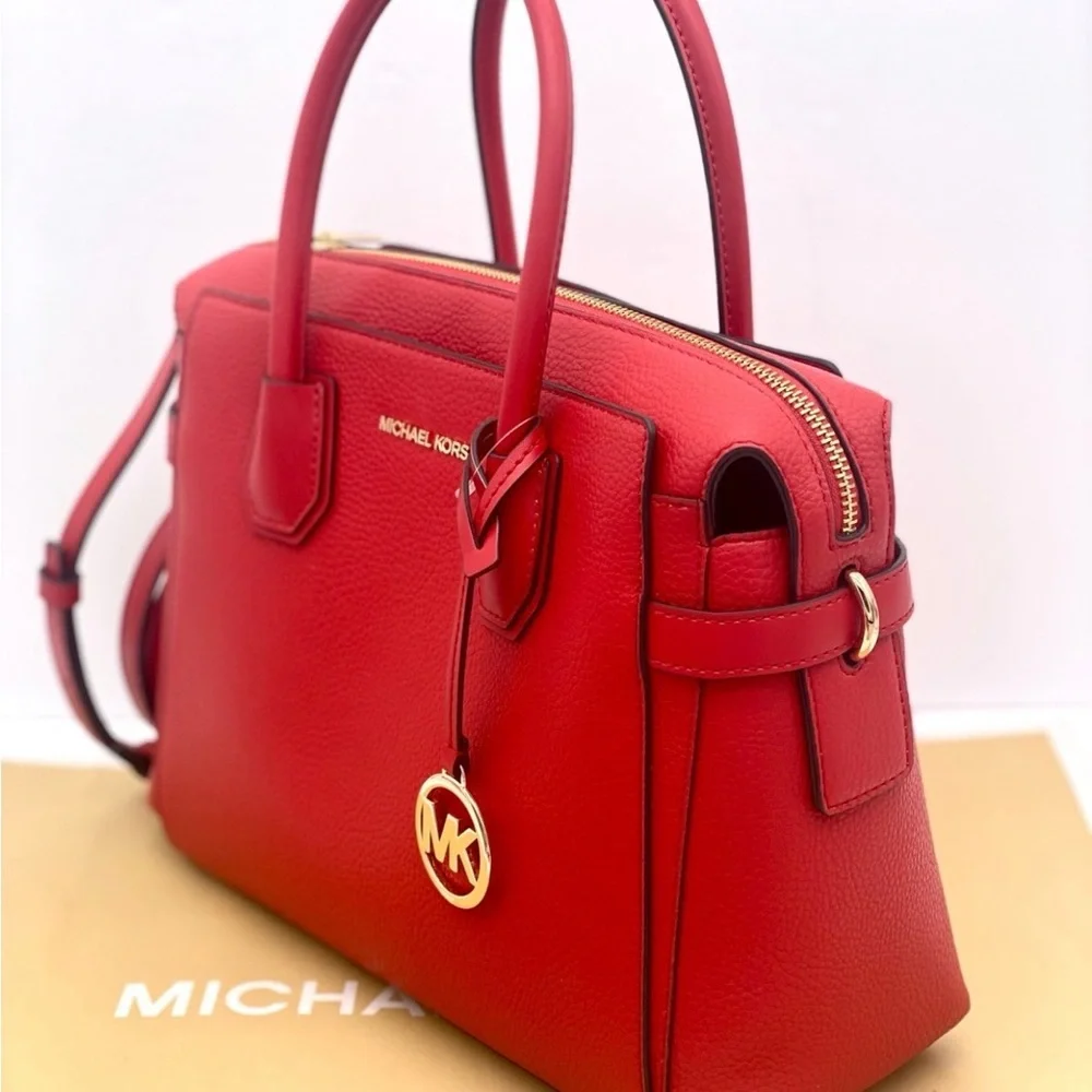 Michael Kors Mercer Satchel Crossbody Bright Red